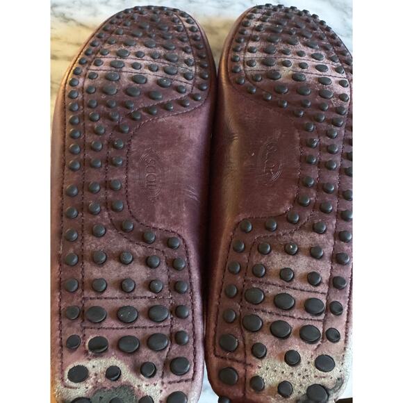 Tod\'s Men\'s Burgundy Leather Penny Driving Loafers main image 4